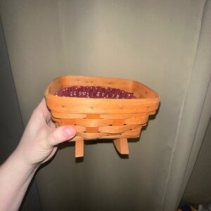 Vintage Longaberger 1992 Small Rocker Basket cradle with liner